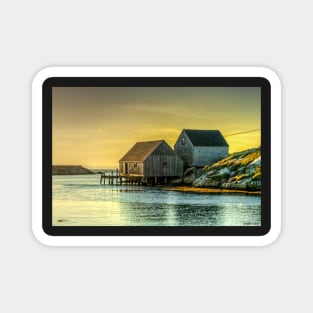 Fishing Shacks at Sunset Magnet