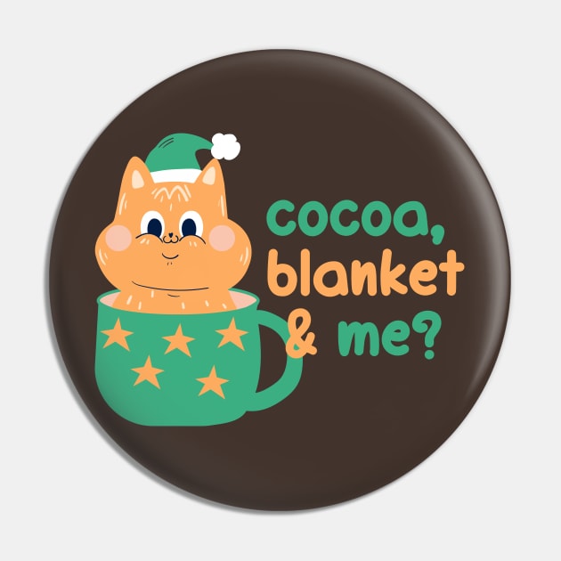 Cocoa, blanket & me? | Cute Christmas Winter Kitty Pin by Enchantedbox