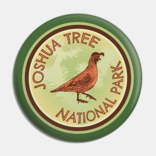 Joshua Tree Quail Woodcut Style Logo Pin