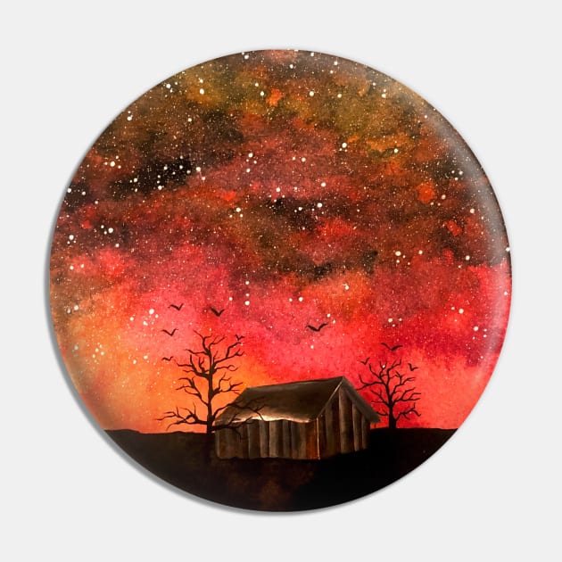 Red Starry Skies Pin by amyliafaizalart