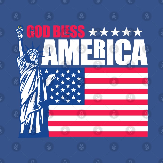 God Bless America American Stars & Stripes US Flag Statue of Liberty by CultTees