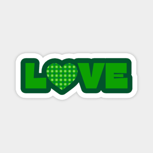 Love, Green typography with a green plaid heart Magnet