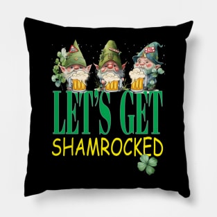 Lets Get Shamrocked Leprechauns Funny Clovers St Patrick's Day Pillow