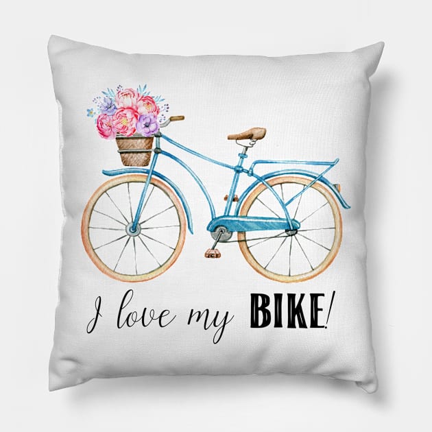 I love my Bike! Pillow by Simple Wishes Art