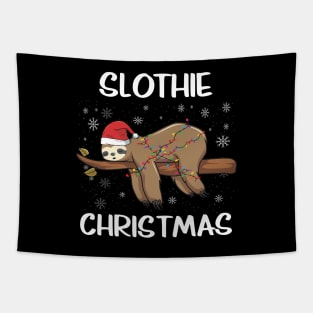 Slothie Christmas Funny Xmas Lazy Sloth Merry Slothmas Pun Tapestry