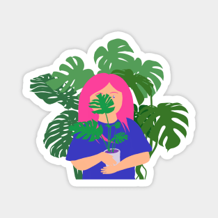 Monstera girl Magnet