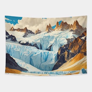 Perito Moreno Glacier Argentina Vintage Tourism Poster Tapestry