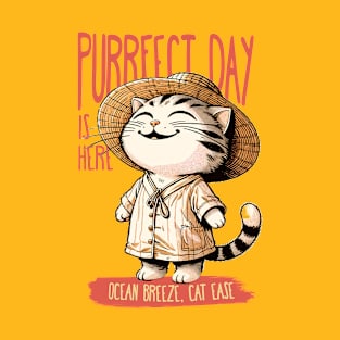 Purrfect Day Summer Bliss Tee - Cat Comfort Ocean Breeze T-Shirt