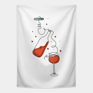 Line art style illustration of alcohol drink Tapestry