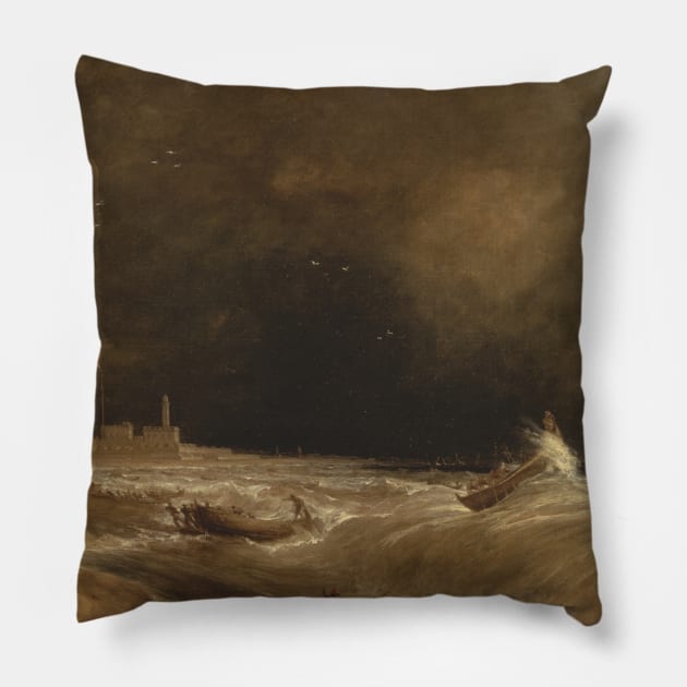 Madras, or Fort St. George, in the Bay of Bengal - A Squall Passing Off by William Daniell Pillow by Classic Art Stall