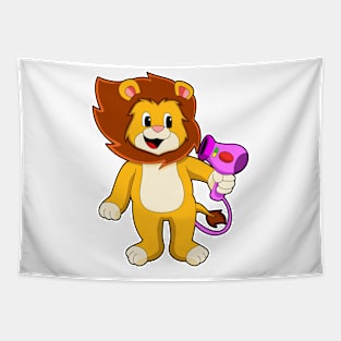 Lion with Hair dryer Tapestry