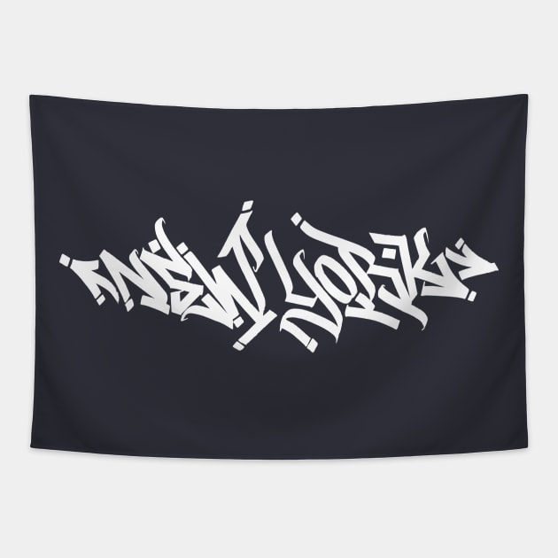 New York graffiti tag (white on black). Tapestry by Francis_Abstract_97