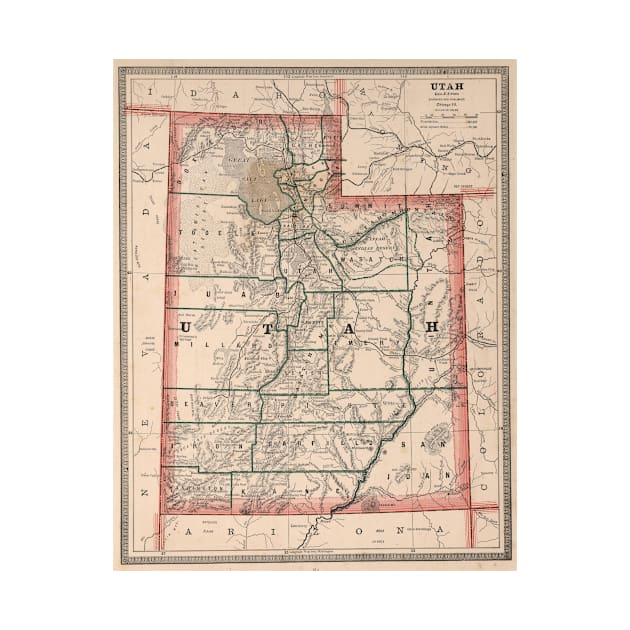 Vintage Map of Utah (1883) by Bravuramedia