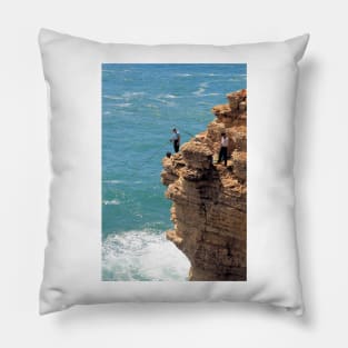 Living dangerously - Cliff fishing at Cabo de São Vicente, Portugal Pillow