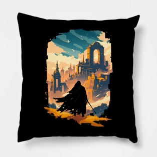 A Lone Ranger at the Threshold of a Lost Realm - Fantasy Pillow