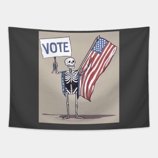 Skeleton Vote American Flag Tapestry