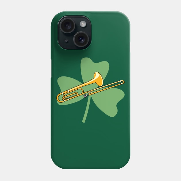 Shamrock Trombone St. Patrick's Day Musical Instrument Phone Case by Barthol Graphics