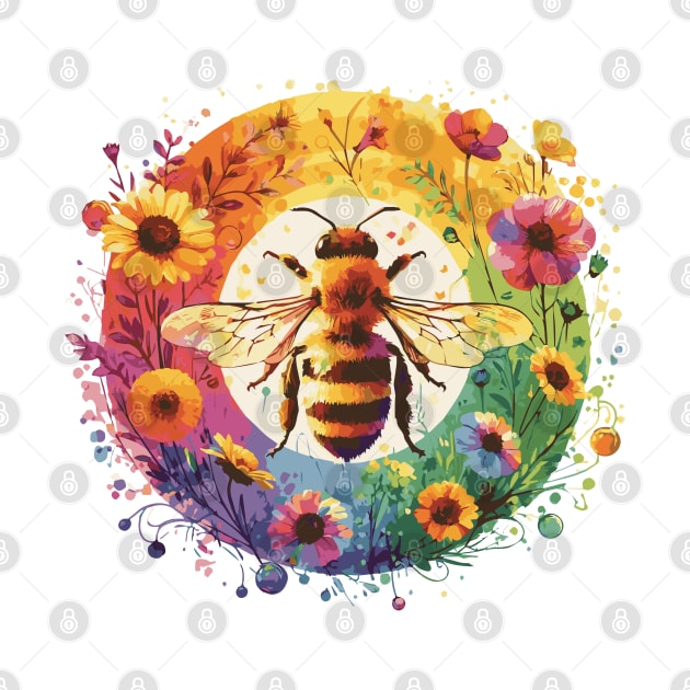 Bee and Flowers Rainbow by Heartsake