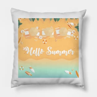 Sandy beach, summer illustration Pillow