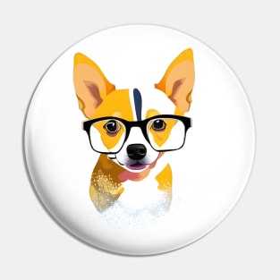 Pup in Prescription Glasses Pin