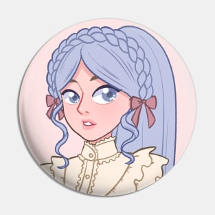 Lolita blue hair girl Pin