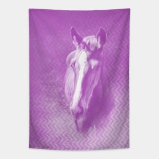 Horse emerging from the purple mist Tapestry