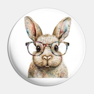 Cute Bunny With Glasses Pin