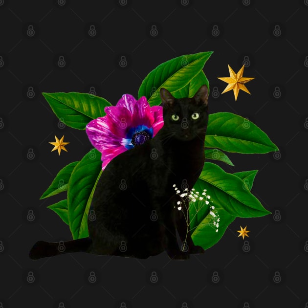 Floral Black Cat by gisselbatres