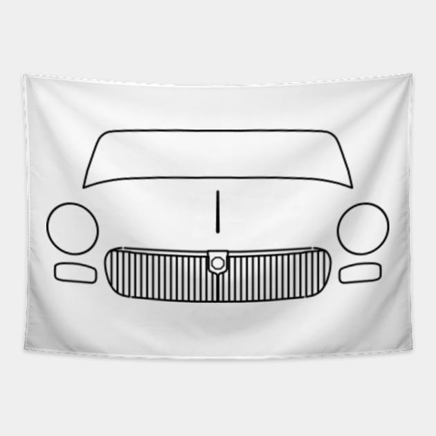 MG Midget classic sports car outline graphic (black) Tapestry by soitwouldseem