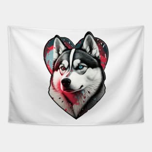 Husky is my valentine Tapestry