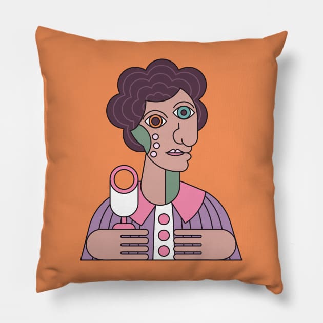 Picasso Style illustration Pillow by CatCoconut-Art