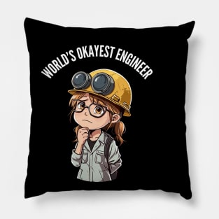 World's Okayest Construction Engineer v4 (round) Pillow