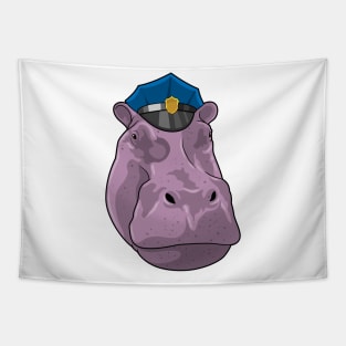 Hippo as Police officer Police Tapestry