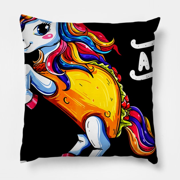 Unicorn & Tacos Cinco De Mayo Shirt Rainbow Party Girls Pillow by CovidStore