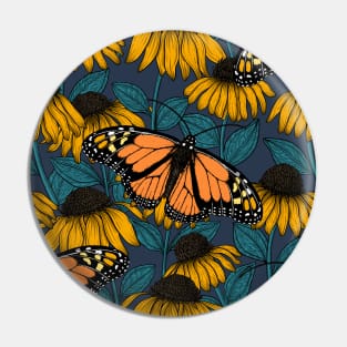 Monarch butterfly on yellow coneflowers Pin