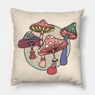Retro Trippy  Mushrooms Pillow