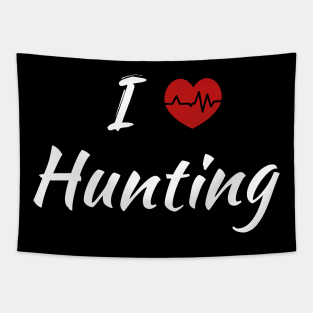 I Love Hunting Red Heart beat Birthday Gift Tapestry