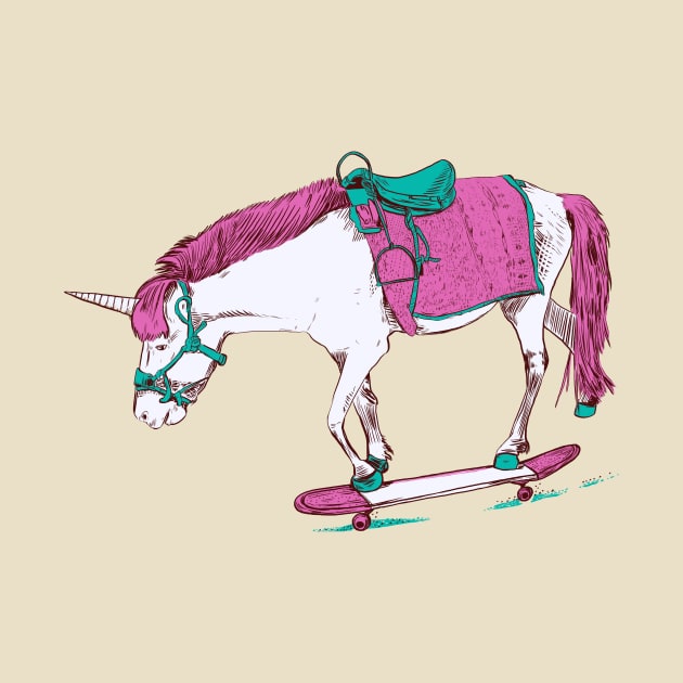 Unicorn on a Skateboard by Pixelmania