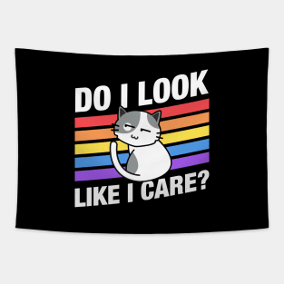 Do I Look Like I Care Cute Funny Cat Quotes Tapestry