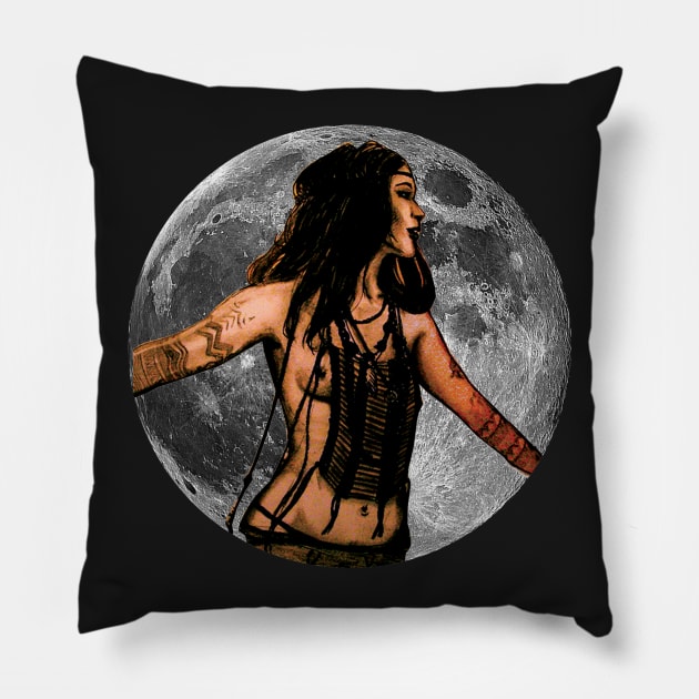 Moon Woman Pillow by Freja