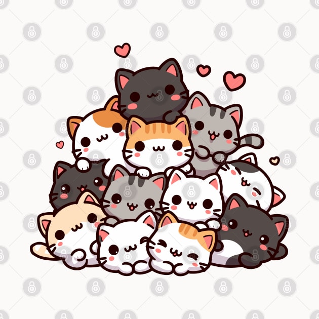 Kawaii Cats Pile by hippohost