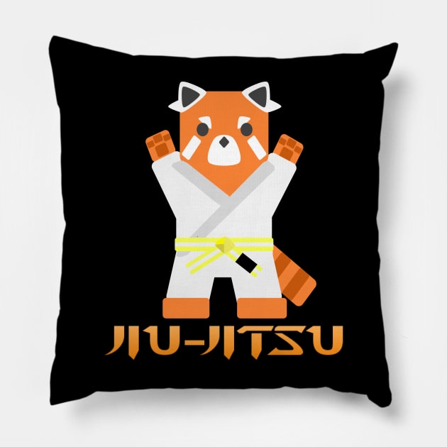 Jiu Jitsu Panda -Yellow White Belt- Pillow by TheConcernedPanda