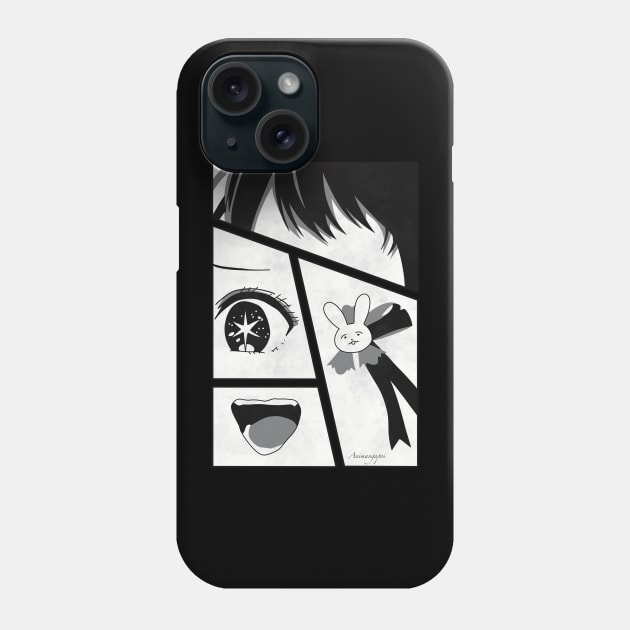 Ai Hoshino from Oshi no Ko or My Star Idols Child Anime Character in Cool Minimalist Black and White 4 Manga Panel Style Design Phone Case by Animangapoi