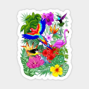 Wild Birds and Tropical Nature Summer Exotic Pattern Magnet