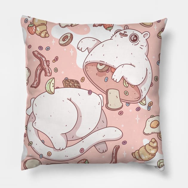 breakfast kitty Pillow by odsanyu