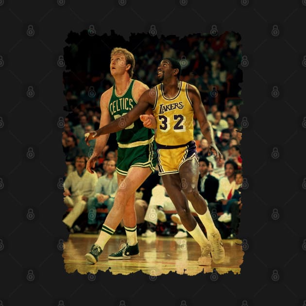 magic johnson and lerry bird vintage by ludfiprayogi