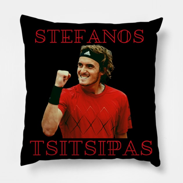 stefanos tsitsipas Pillow by BorodinaAlen