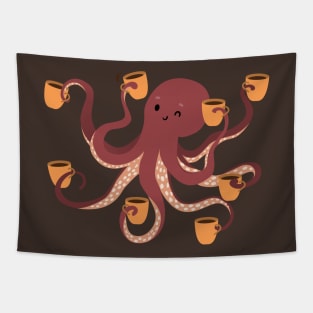 Coffee makes life better Octopus Tapestry