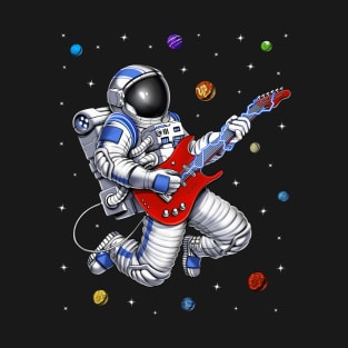 Space Astronaut Playing Guitar T-Shirt