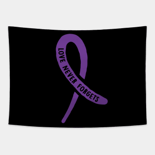 Alzheimer’s Awareness Love Never Forgets Purple Alzheimer's Ribbon Tapestry